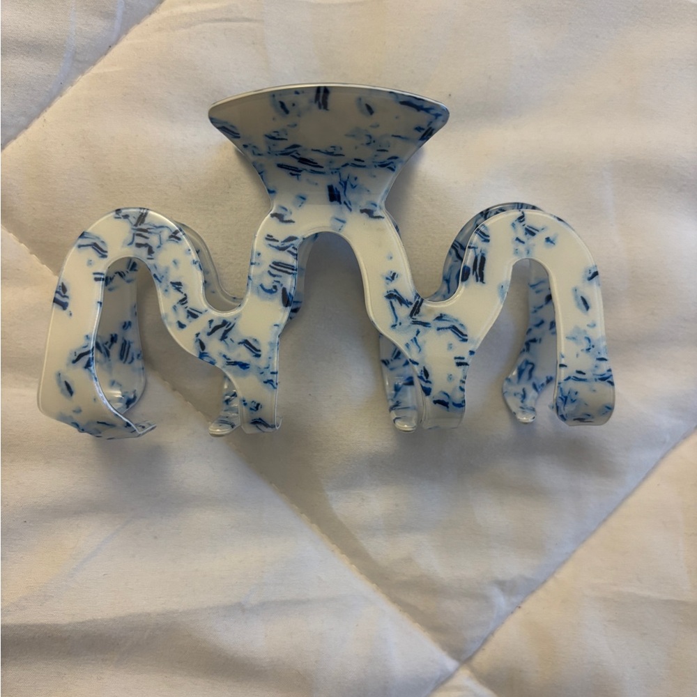 Blue and White Hair Claw Clip